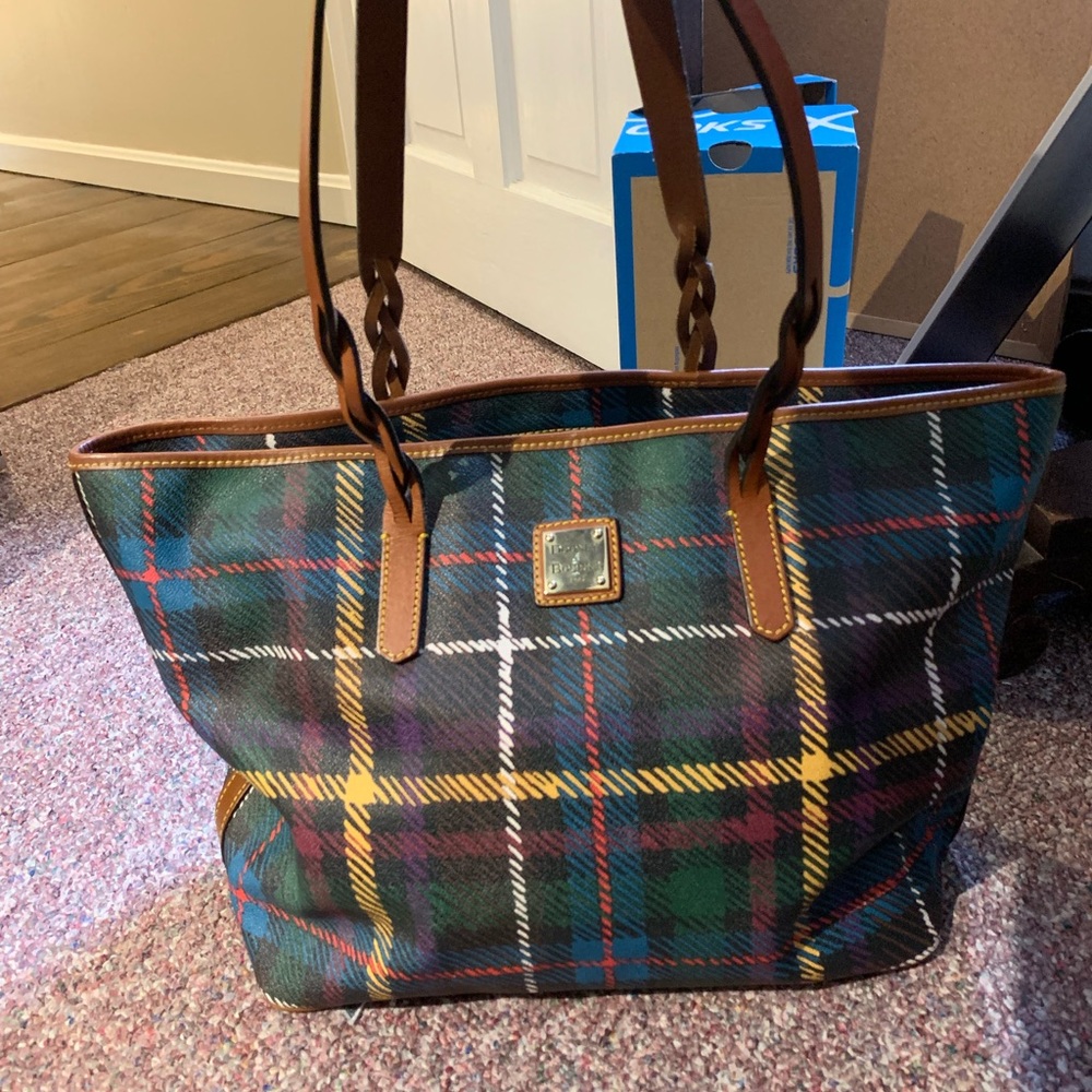 Dooney&Burke Green Plaid Shopper Tote